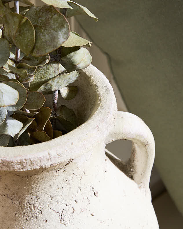 Tall White Stone Striped Vase