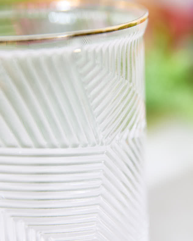 Set of 2 Textured Gold Drinking Glasses