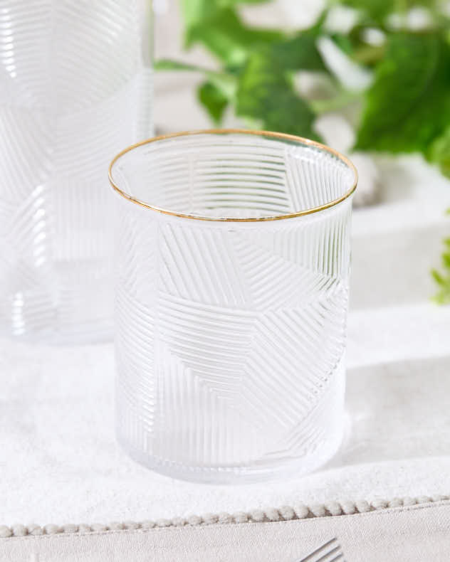 Set of 2 Textured Gold Drinking Glasses