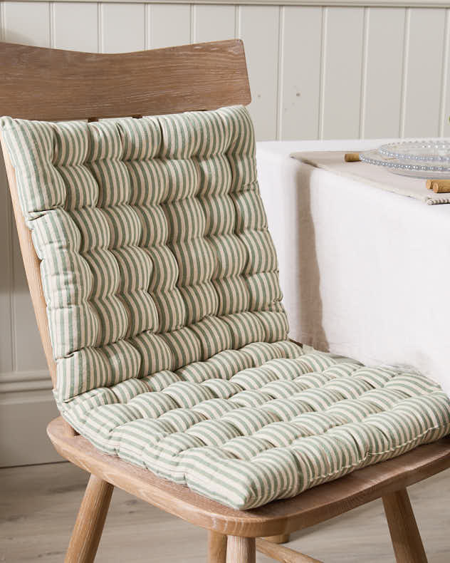 Green Striped Spring Garden Cushion