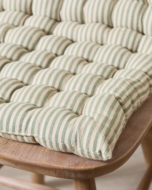 Green Striped Spring Garden Cushion