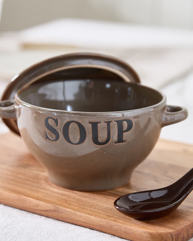 Little Ceramic Soup Bowl & Spoon