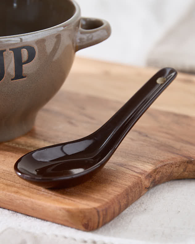 Little Ceramic Soup Bowl & Spoon