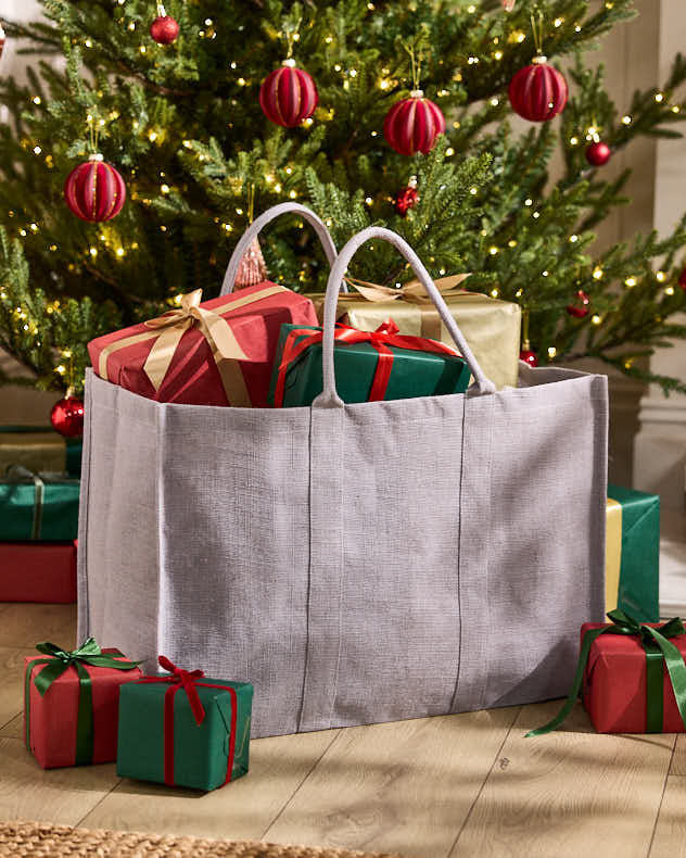 Grey Jute Gift Bags - Grey Christmas Present Sack