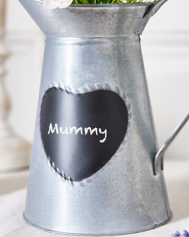 Silver Jug Vase with Chalkboard Heart