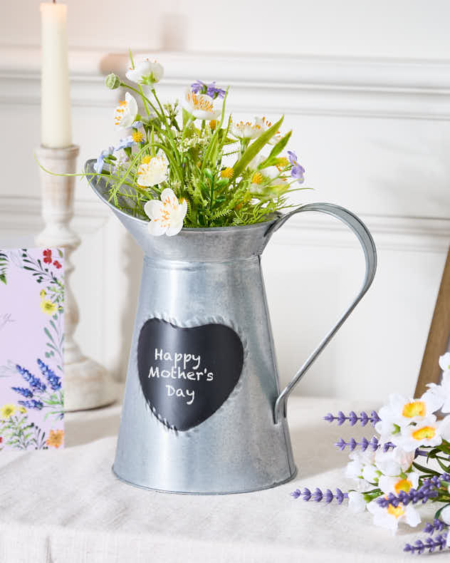 Silver Jug Vase with Chalkboard Heart