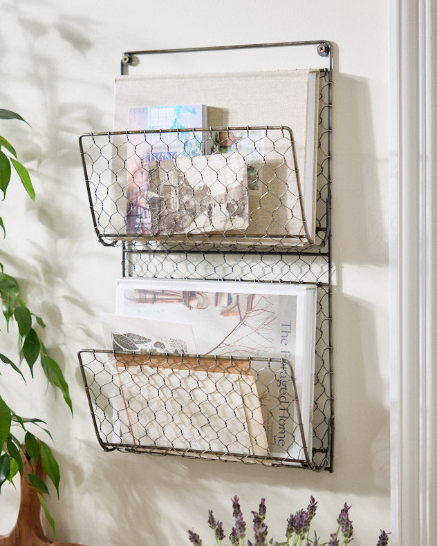 Wall Mounted Black Wire Magazine Rack