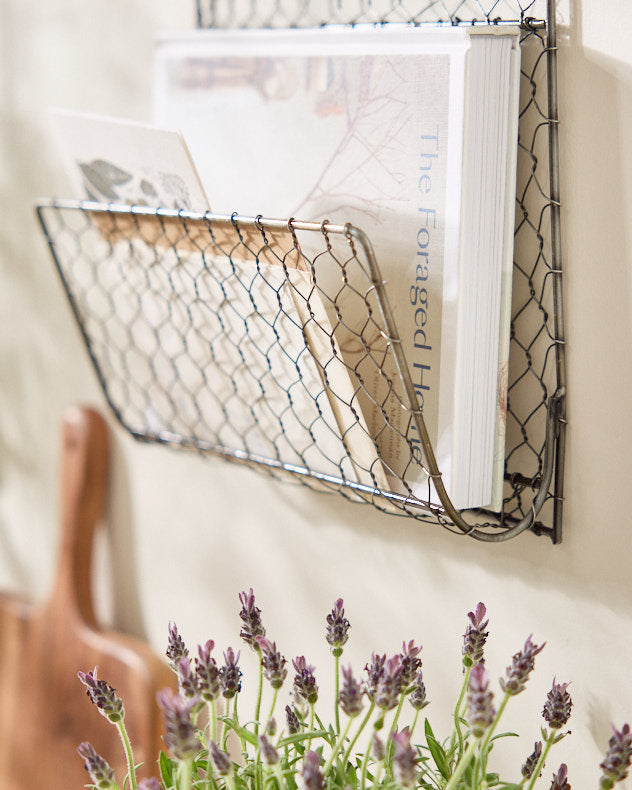 Wall Mounted Black Wire Magazine Rack