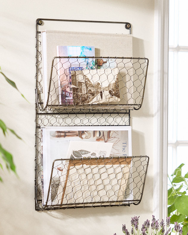 Wall Mounted Black Wire Magazine Rack