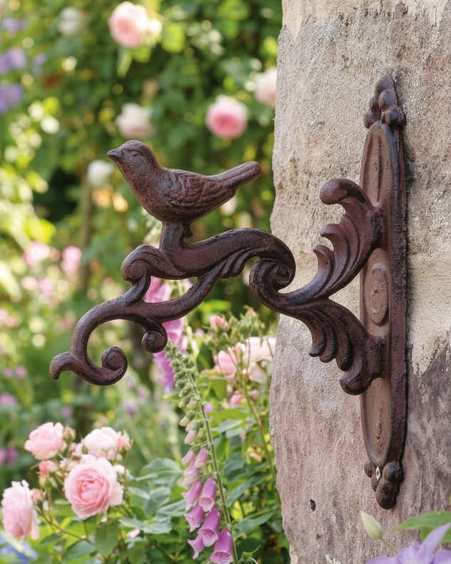 Ornate Bird Hanging Basket Bracket