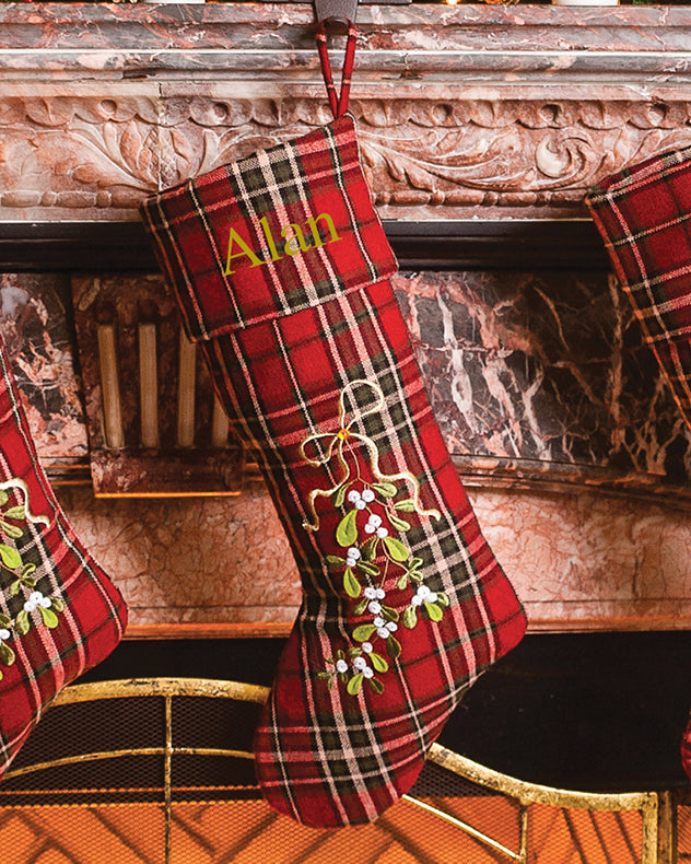 Personalised Red Tartan Christmas Stocking