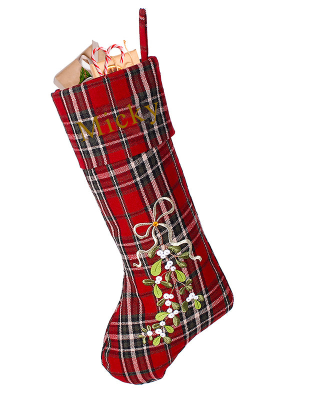 Personalised Red Tartan Christmas Stocking