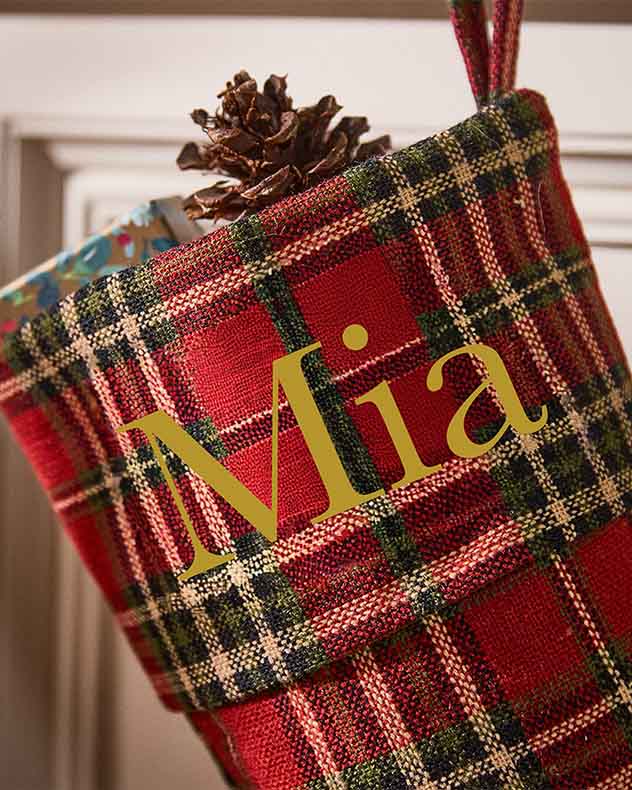 Stockings - Personalised Red Tartan Stocking