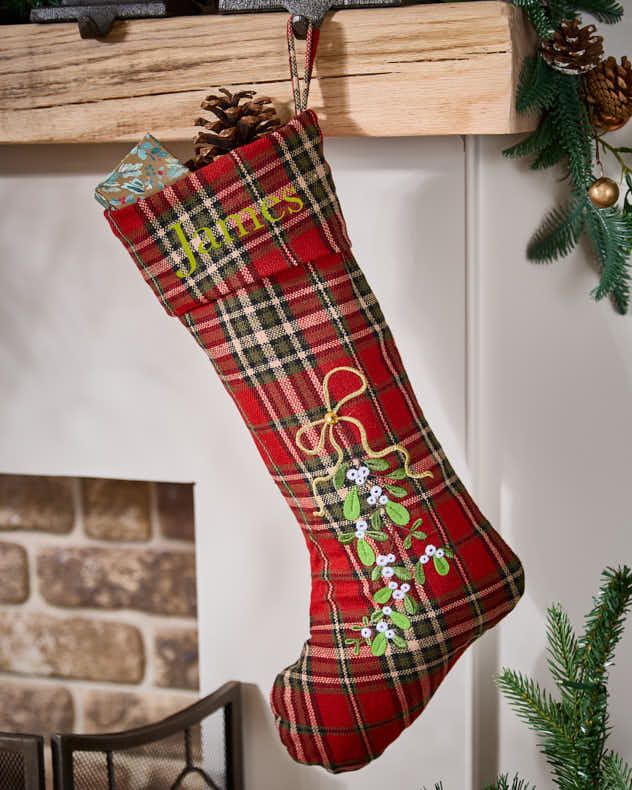 Personalised Red Tartan Stocking