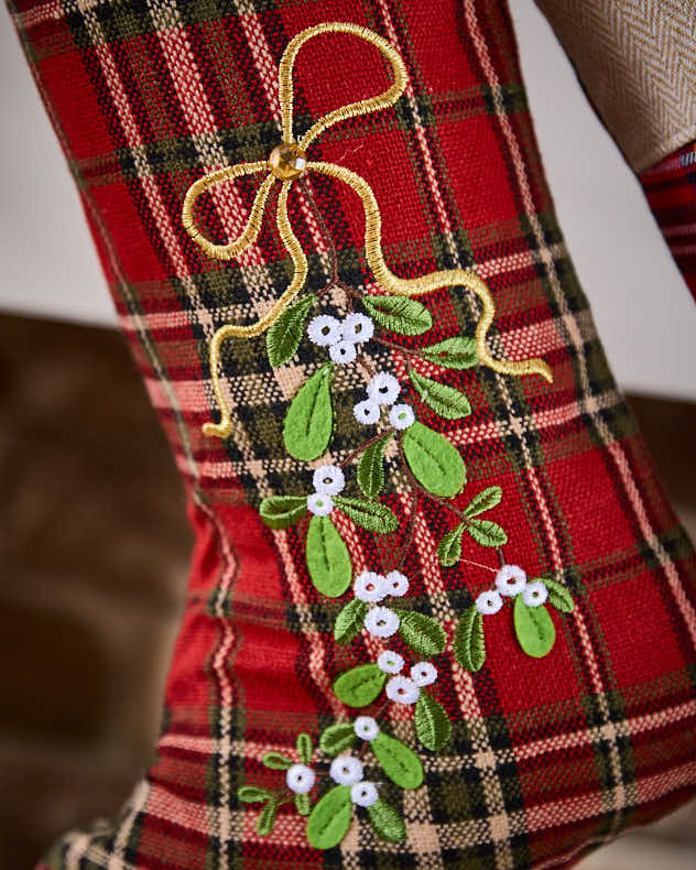 Mistletoe Tartan Christmas Stocking