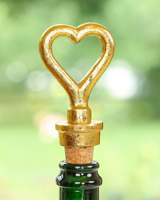 Gold Bottle Stoppers - Gold Heart Bottle Stopper
