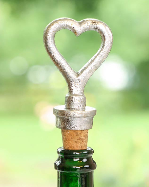 Valentine's Silver Heart Bottle Stopper