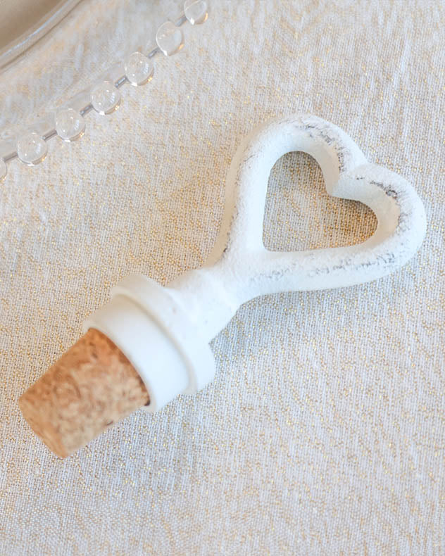 Valentine's White Cast Iron Heart Bottle Stopper