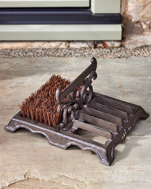Recycled Iron Boot Brush & Scrappers - Ornate Cast Iron Boot Brush