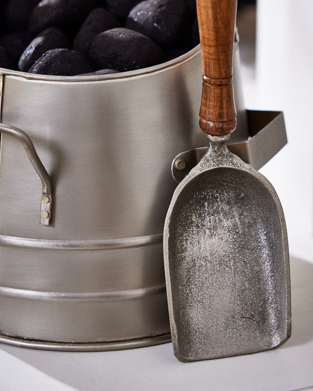 Log &amp; Coal Storage - Pewter Coal Bucket &amp; Shovel