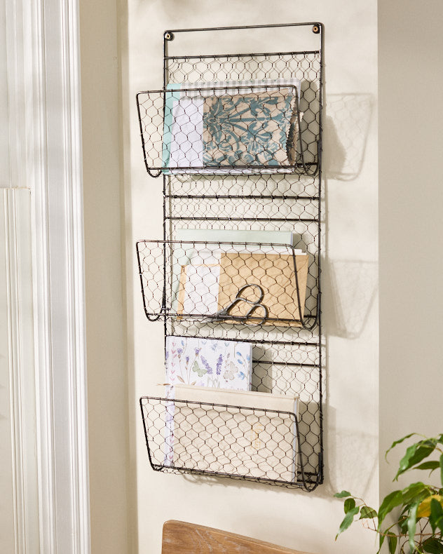 Black Wire Wall Mounted Magazine Rack