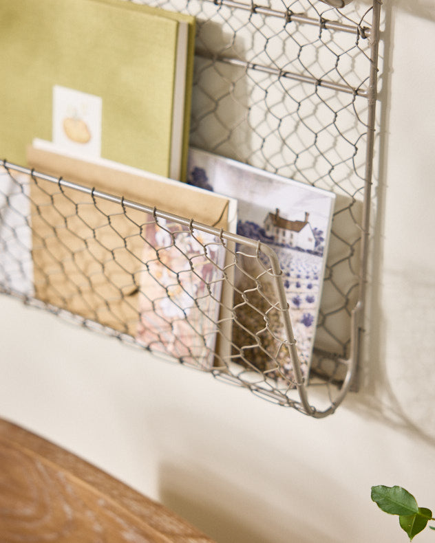 Grey Wall Mounted Magazine Rack