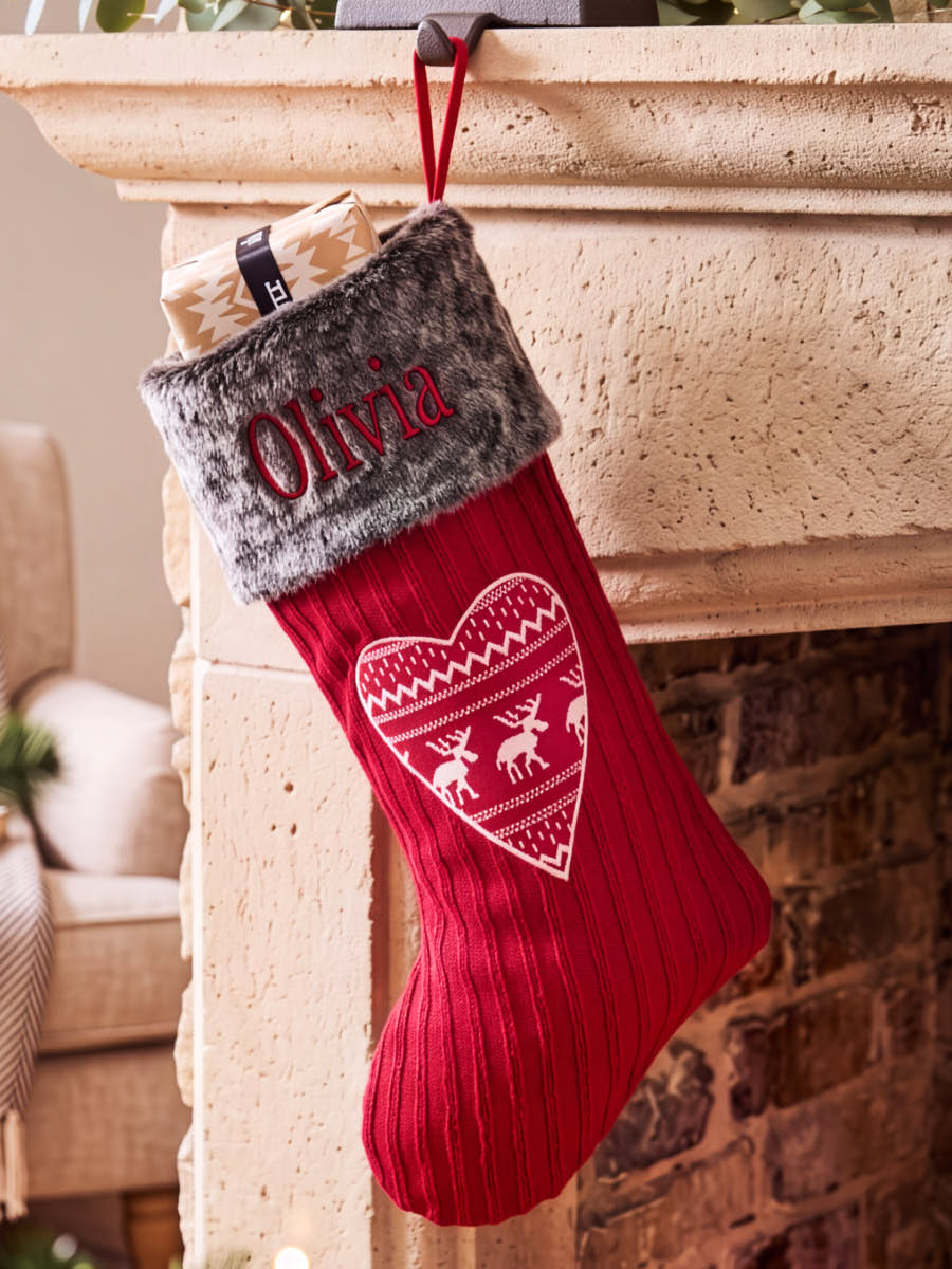 Personalised Red Nordic Stockings