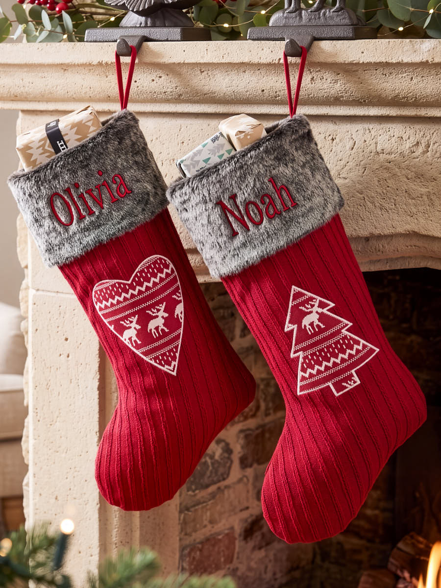 Personalised Red Nordic Stockings