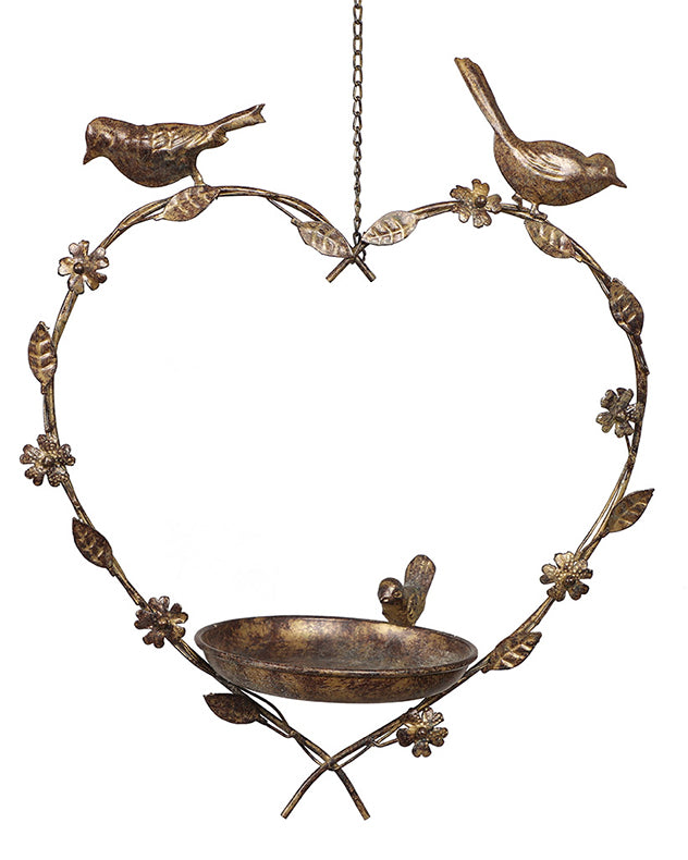 Vintage Hanging Heart Garden Bird Feeder