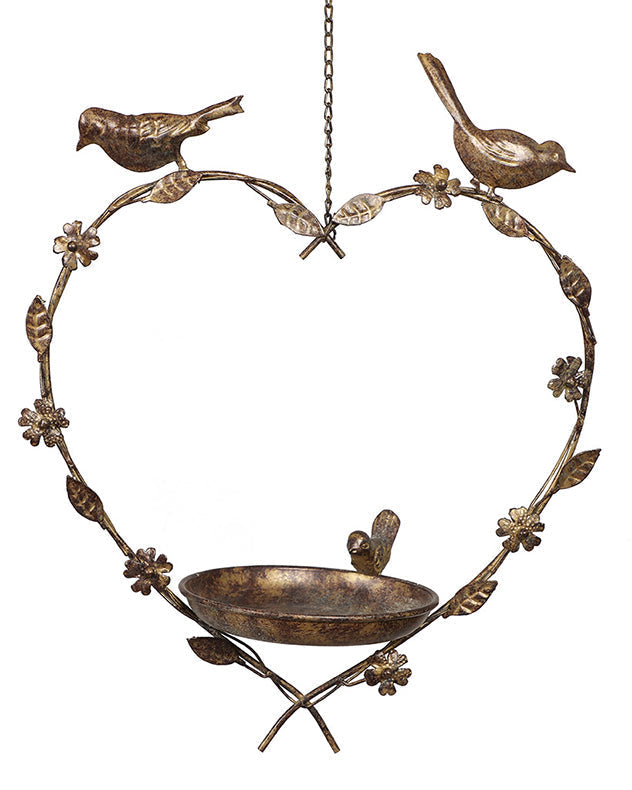 Hanging Love Heart Bird Dish