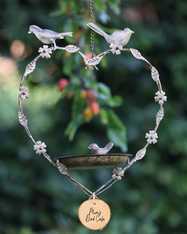 Personalised Brass Hanging Heart Garden Bird Feeder