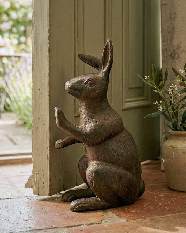 Brown Recycled Iron Door Stops - Vintage Cast Iron Hare Door Stop