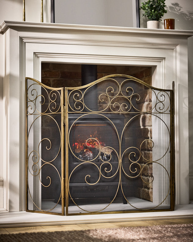 Firescreen - Antique Brass Fire Guard