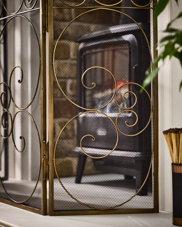 Firescreen - Antique Brass Fire Guard