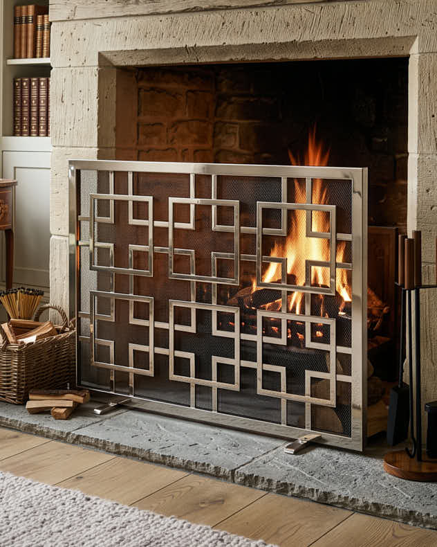 Kensington Nickel Fire Screen