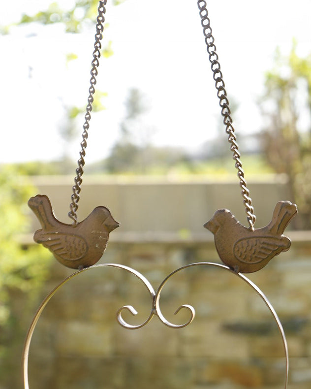 Brown Hanging Heart Bird Feeder