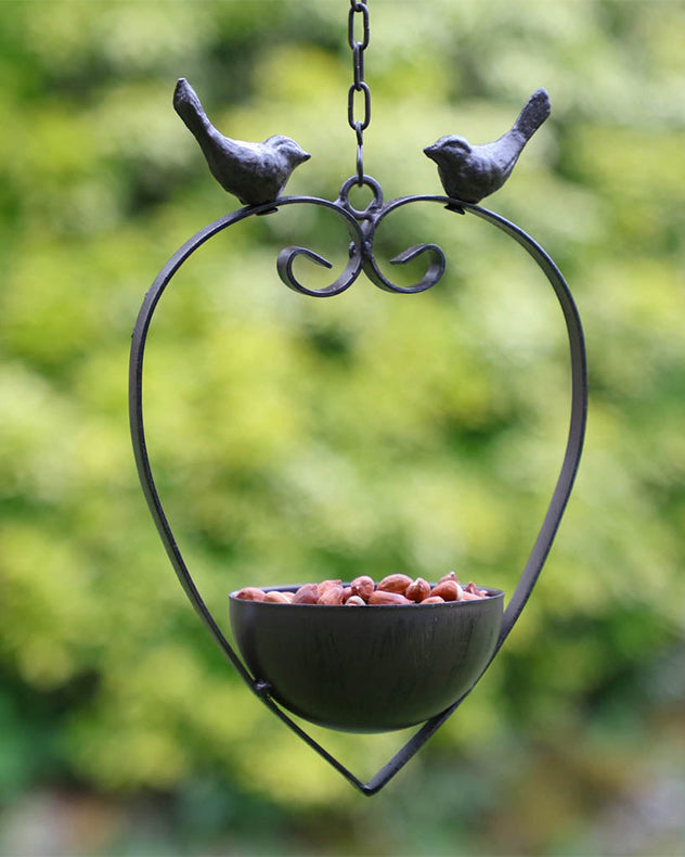 Brown Hanging Heart Bird Feeder