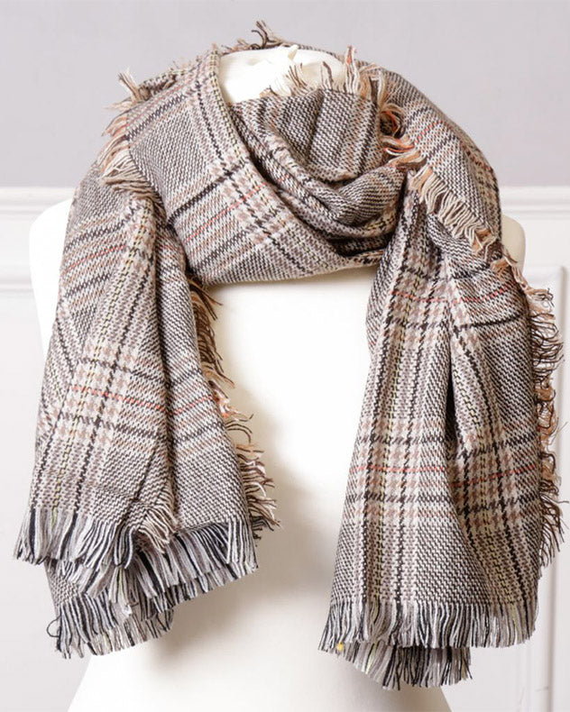 Traditional Beige Check Scarf