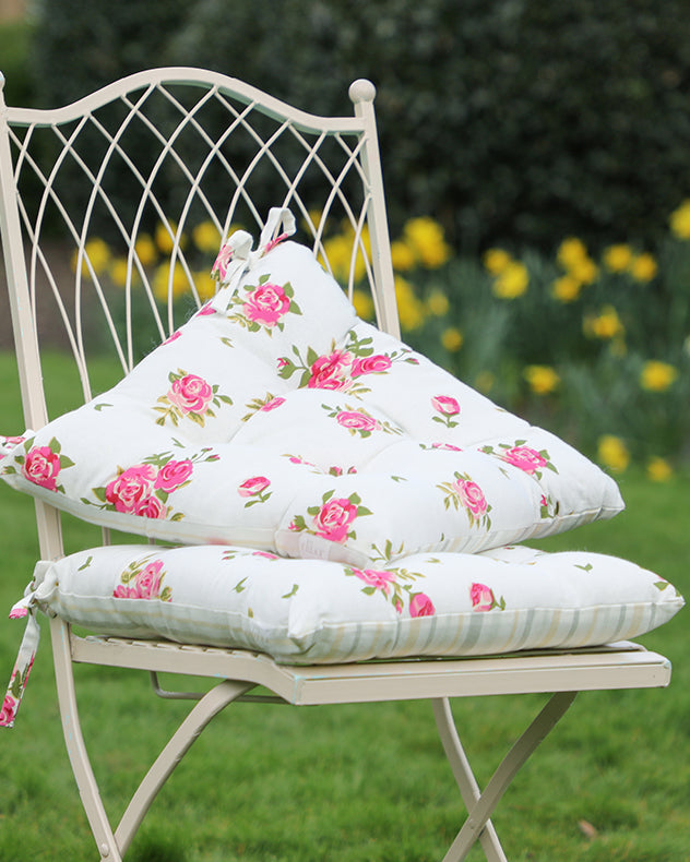 Set of 2 Pink Floral Outdoor Garden Seat Pads