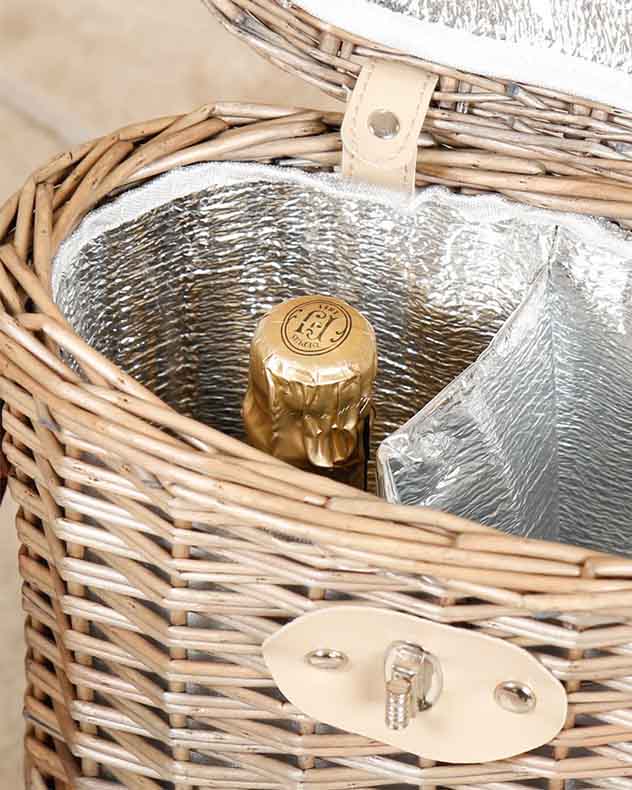 Baskets - Wicker Two Bottle Carrier with Canvas Carry Strap