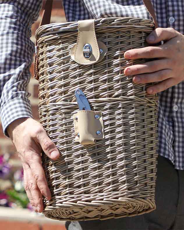 Wicker Two Bottle Carrier with Canvas Carry Strap