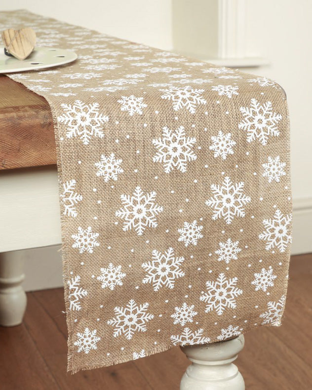 Extra Wide Jute Snowflake Table Runner