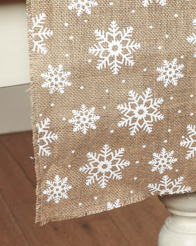 Extra Wide Jute Snowflake Table Runner