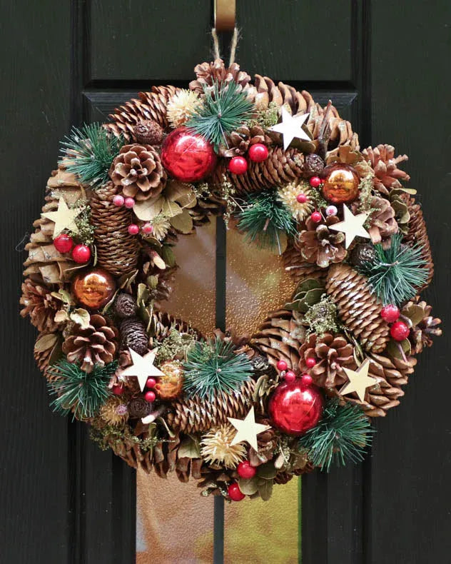 Baubles & Stars Christmas Wreath 35cm