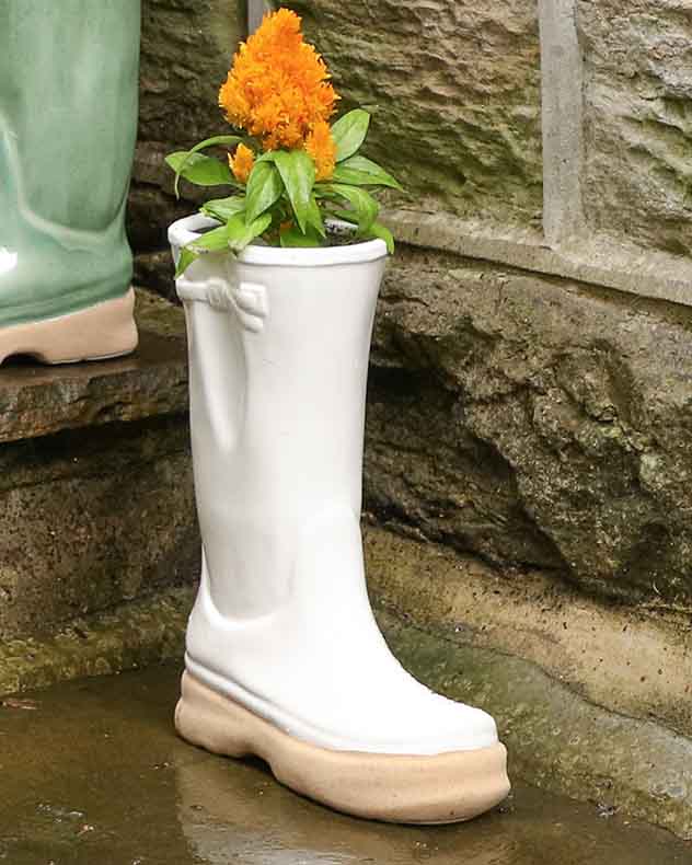 White Ceramic Single Wellington Planter