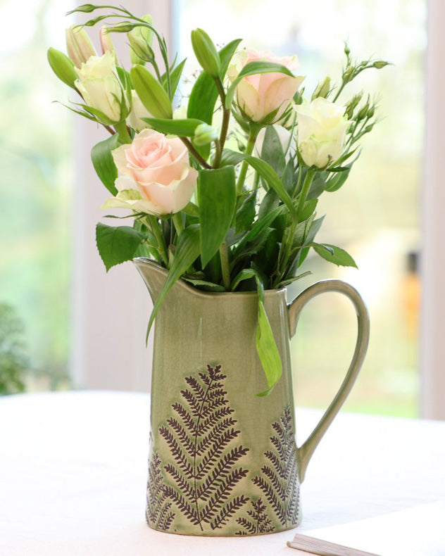 Green Fern Pitcher Jug Vase