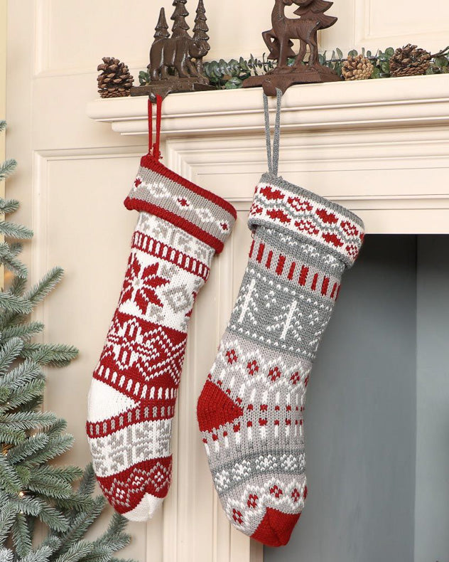 Traditional Fair Isle Knitted Stocking