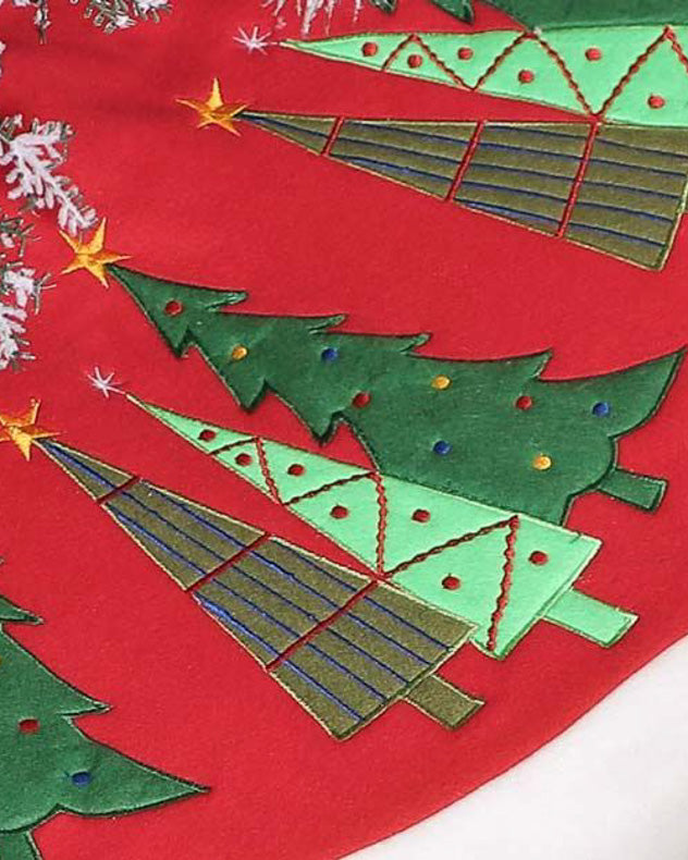 Red Embroidered Tree Skirt