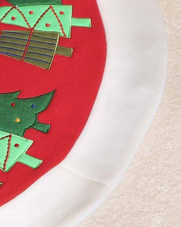 Red Embroidered Tree Skirt