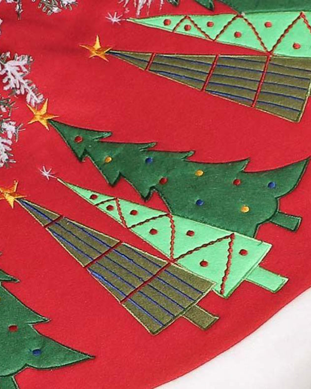 Tree Skirts - Personalised Red Embroidered Tree Skirt
